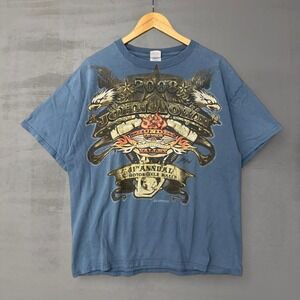 Vintage Y2K Motorcycle Rally Harley Eagle Fire Crazy Tee Shirt XL